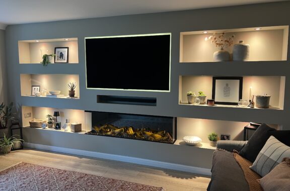 Media Wall New Forest Electric Fire Wiz Smart Lighting Bespoke Home Renovation