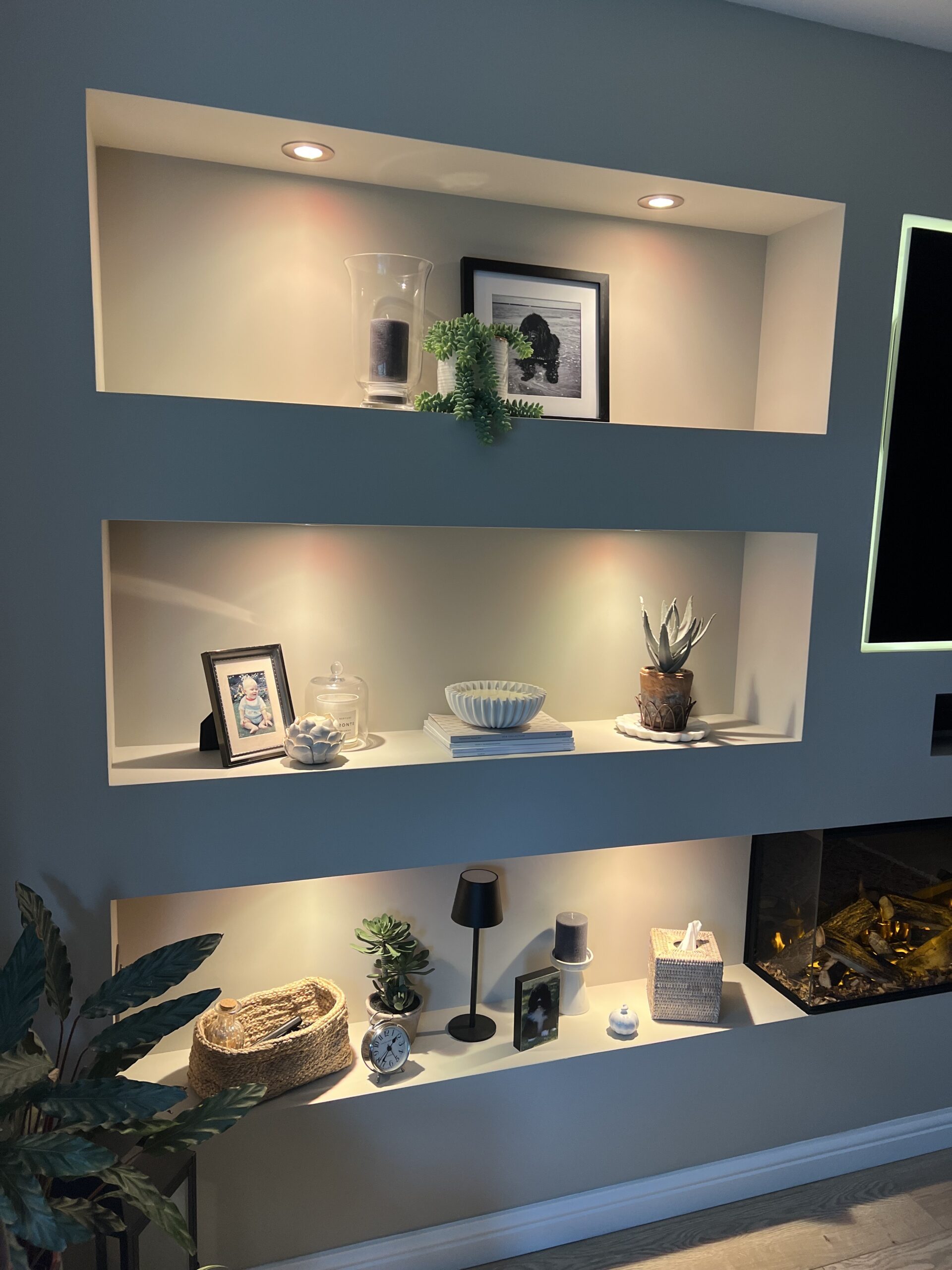 Media Wall New Forest Electric Fire Wiz Smart Lighting Bespoke Home Renovation