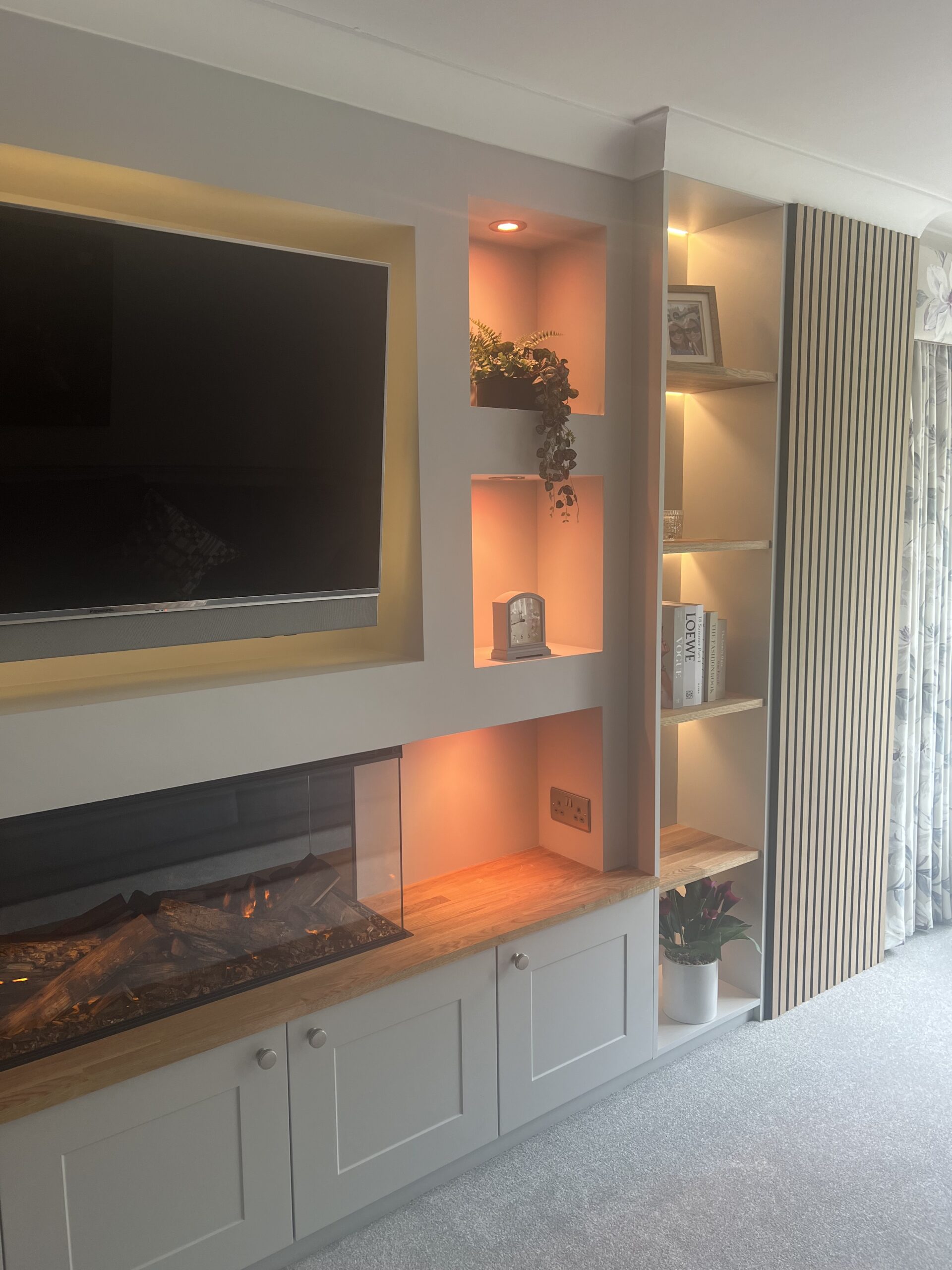 Basingstoke Media Wall Client Case Study Storage Solutions British Fires Electric Fire Media Wall Bespoke Home Renovations