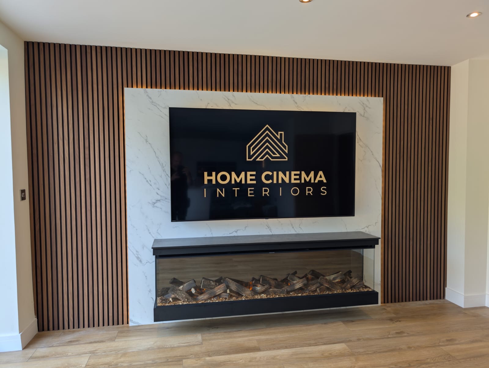Media Wall Bespoke Feature Wall Panelling TV Mount Electric Fire
