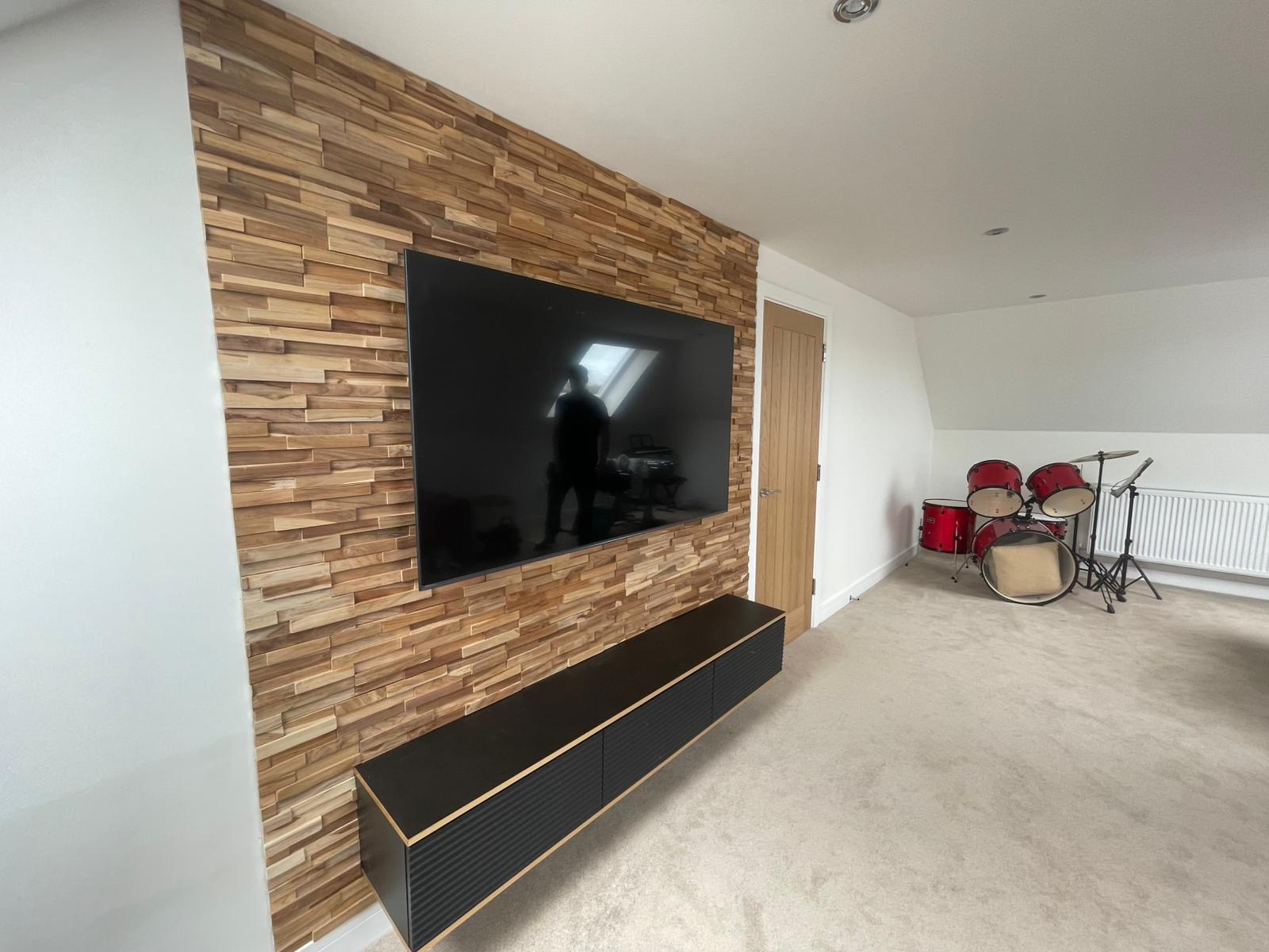 Media Wall Bespoke Feature Wall Panelling TV Mount Electric Fire