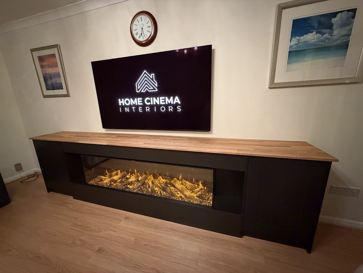 Media Wall Bespoke Feature Wall Panelling TV Mount Electric Fire