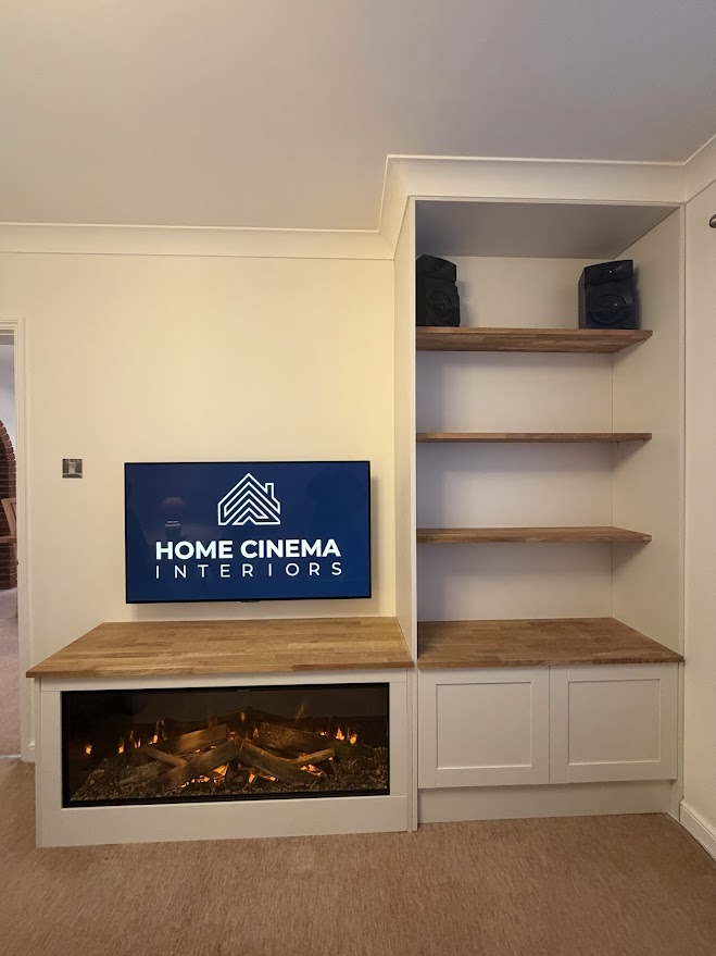 Media Wall Bespoke Feature Wall Panelling TV Mount Electric Fire