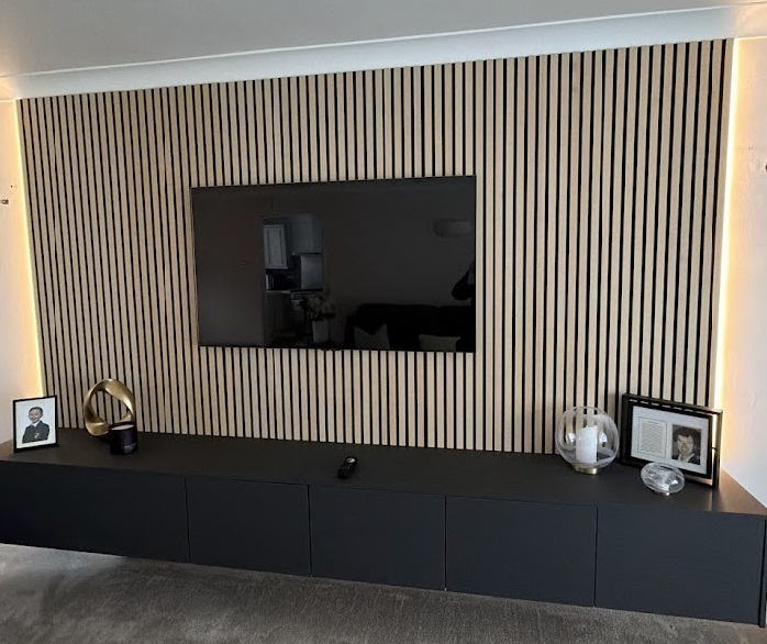 Media Wall Bespoke Feature Wall Panelling TV Mount Electric Fire
